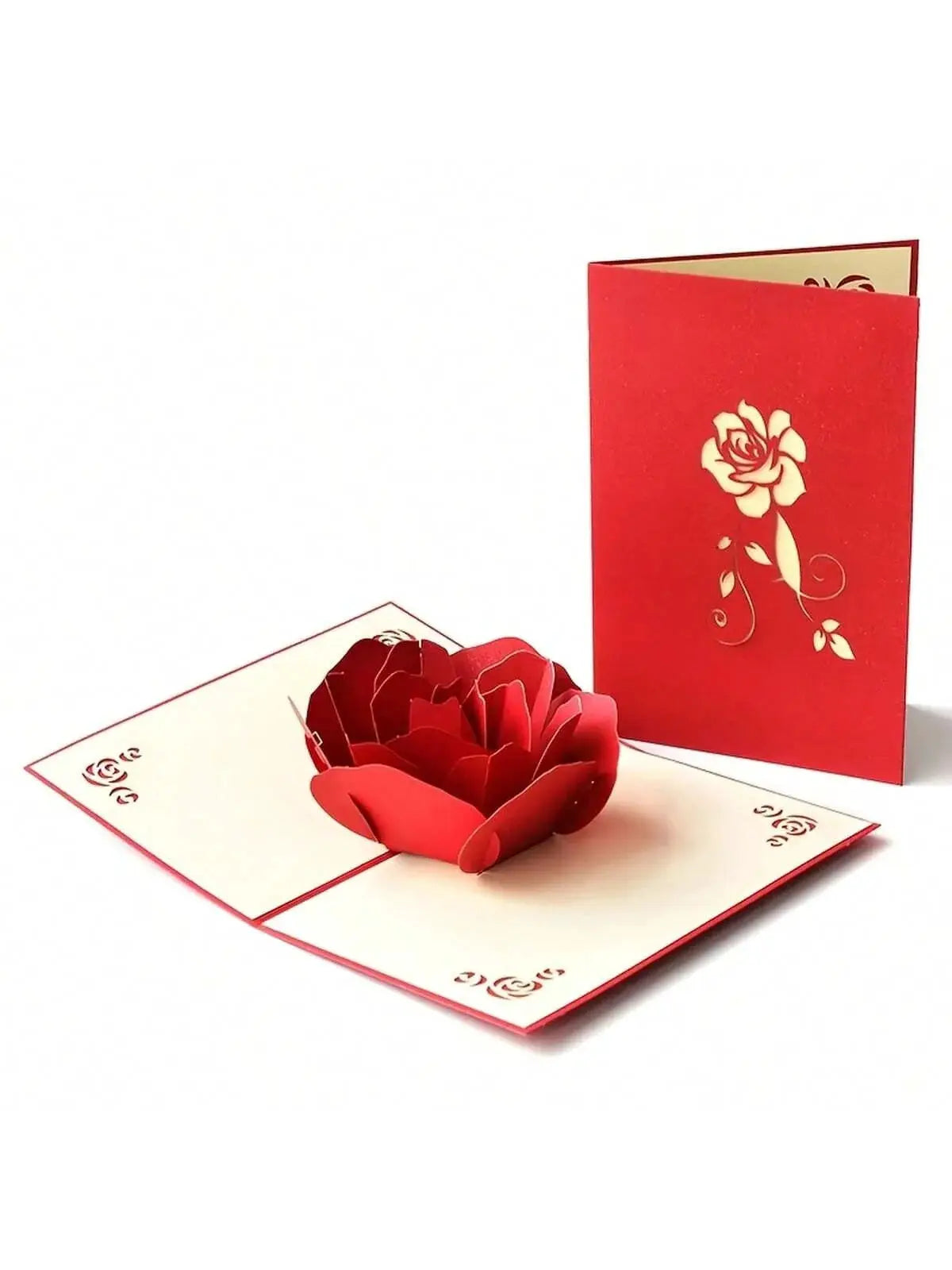 3D Pop Up Rose Card Happy Birthday Greeting Card For Anniversaries Mothers Day Weddings With Envelope
