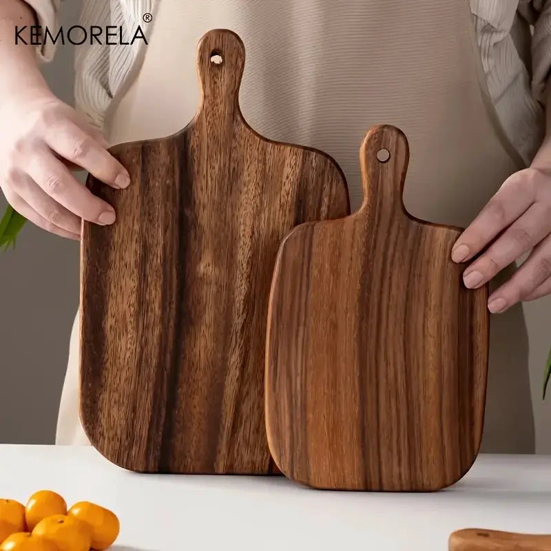 Wooden Cutting Board With Handle For Fish Cheese Bread Desserts Fruits And Vegetables Food Safe Durable Stylish Design