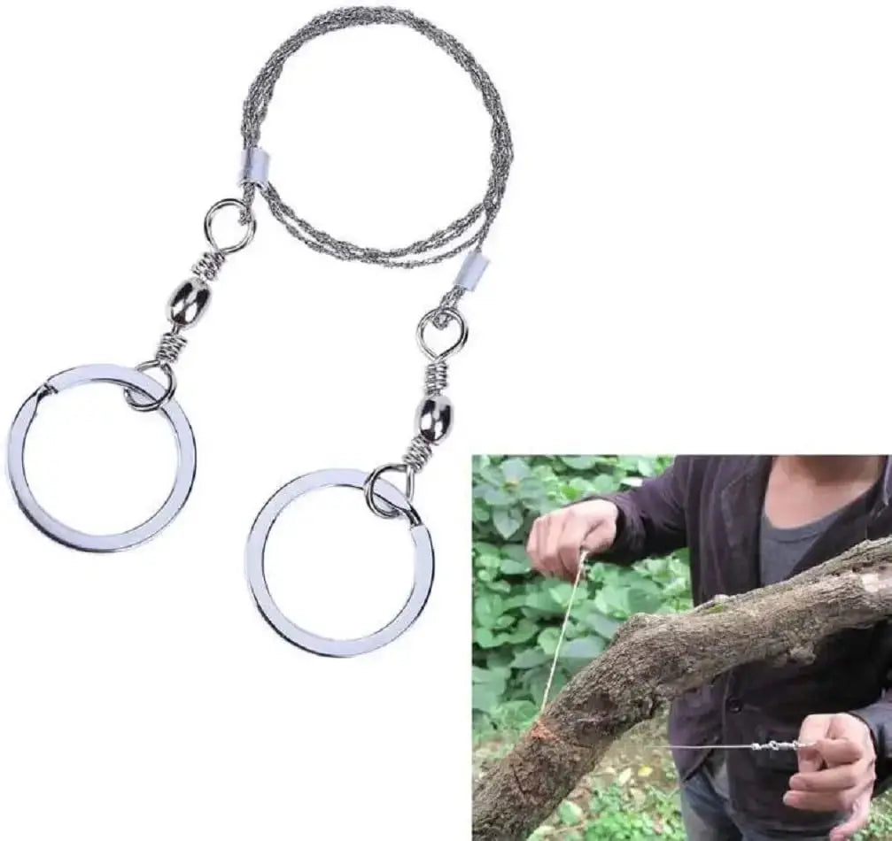 Simples Market portable survival chain saw with dual ring handles and braided steel cord