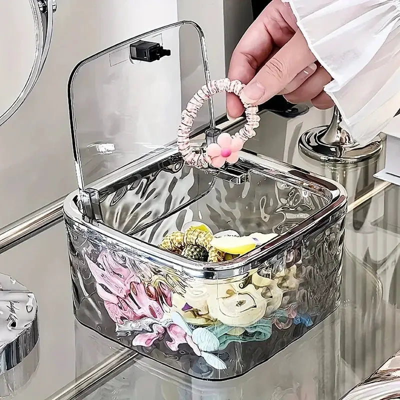 Clear Acrylic Hair Accessories Organizer Storage Box For Hair Ties Headbands Bows Cotton Swabs Bathroom