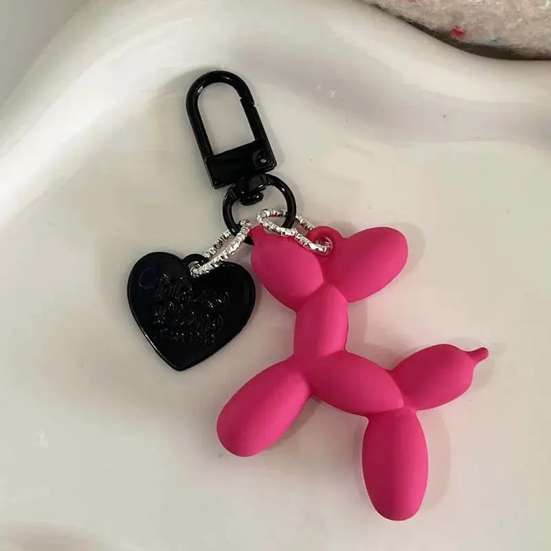 Fashion Punk Y2K Balloon Dog Keychains For Women Bag Pendant Jewelry Car Key Ring Accessory