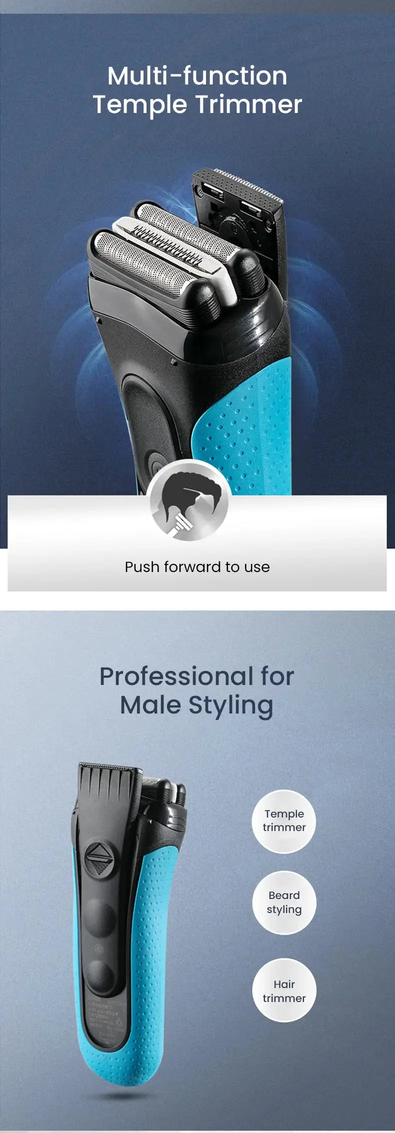 Braun electric shaver 3 Series ProSkin with trimmer, blue grip