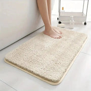 Bathroom mat Simples Market beige long-pile shag, anti-slip, machine washable.