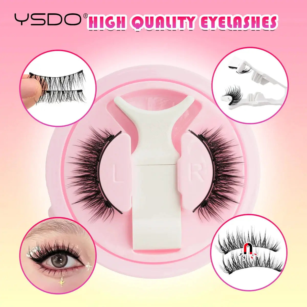 YSDO 1 Pair Glue Free Magnetic Eyelashes Natural 3D Mink Reusable Sensitive Eye Friendly Kit 2025