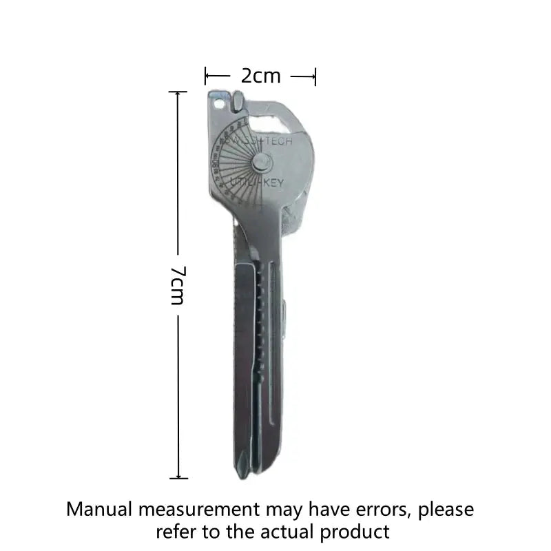 8-in-1 multi-tool keychain by Simples Market; folding screwdriver and bottle opener, compact outdoor camping tool