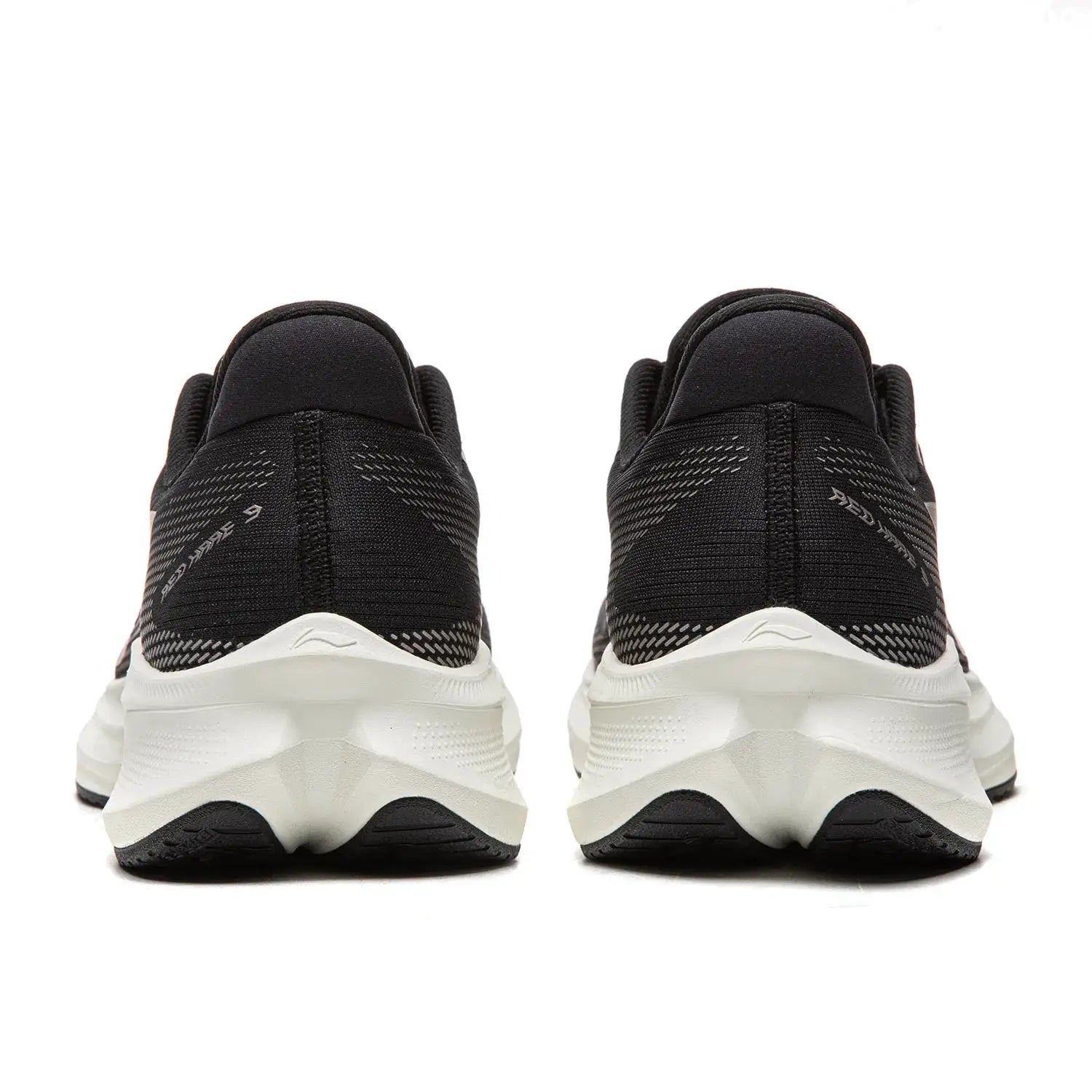 Li-Ning Red Hare 9 racing running shoes, black upper with white sole, pair shown