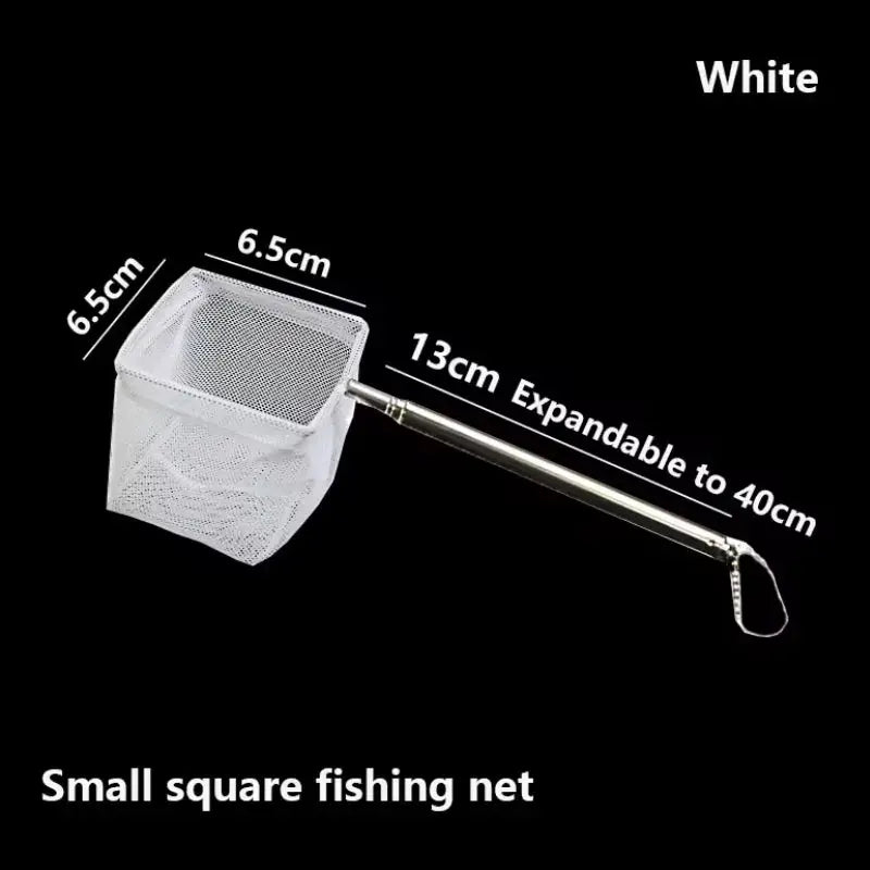 Aquarium Square Fishing Net With Suction Cup And Extendable Long Handle For Safe Catching Fish And Shrimp