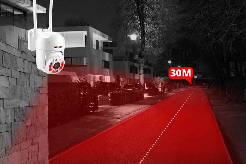 4MP PTZ WiFi IP camera, white outdoor security cam with 4x digital zoom, wall-mounted