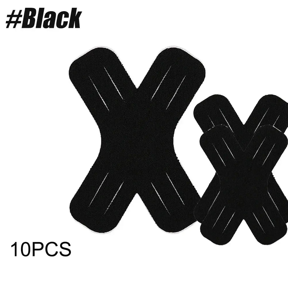 Kinesiology tape X-shaped precuts, 10 pcs, black elastic sports tape for pain relief and joint support