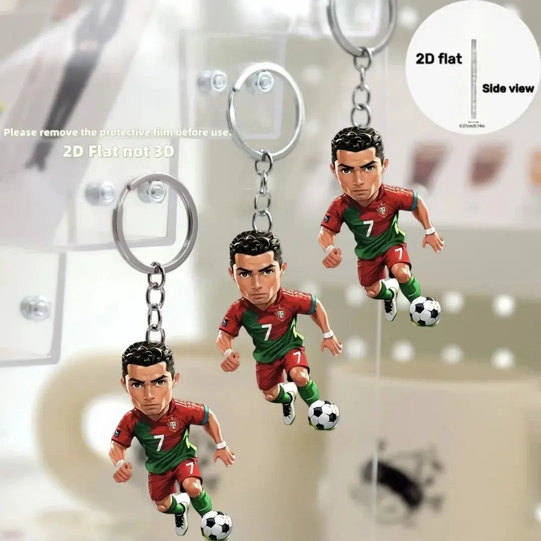 2D Ronaldo Keychain Cristiano Football Pendant Flat Acrylic Ornament