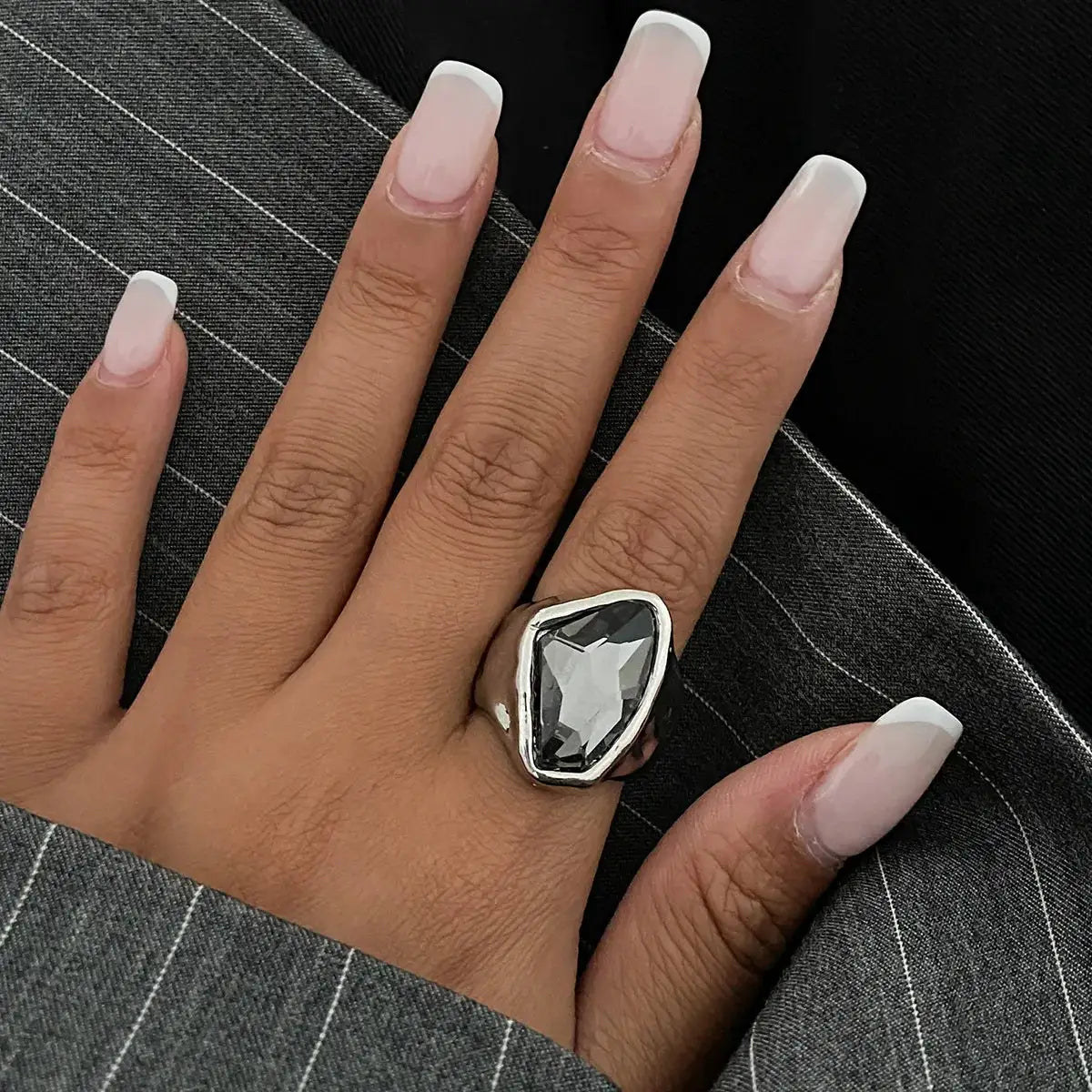 2024 Silver Color Rhinestone Ring Set For Women Multi Layer Winding Zircon Rings Wedding Fashion Jewelry Gift