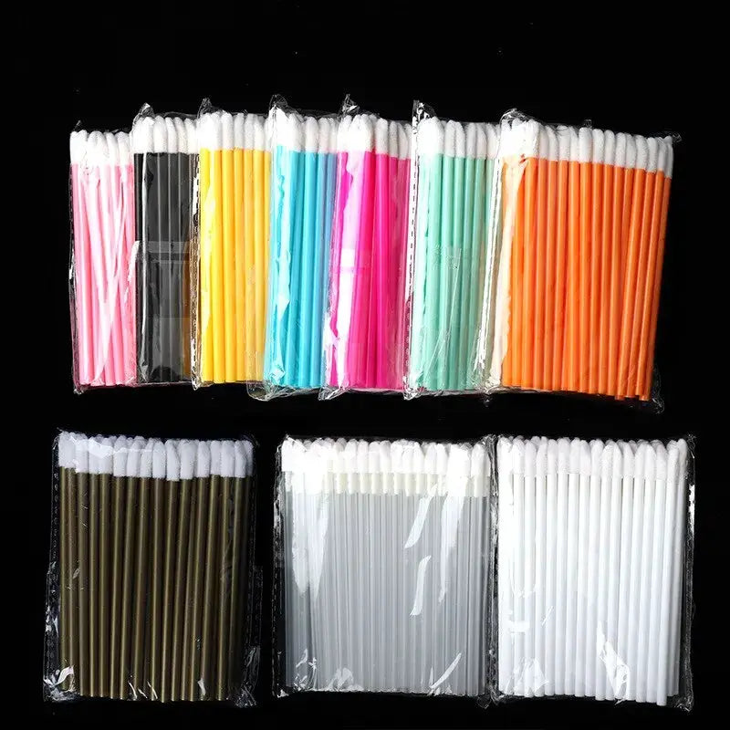 CosmoGlo Disposable Lip Brush Kit 50 Pcs Hygienic Nylon Wands for Precise Lipstick and Lip Gloss Application
