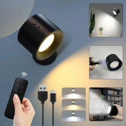 LED wall sconce with double heads, black finish, remote control, 360° rotatable, 3 color modes for bedroom