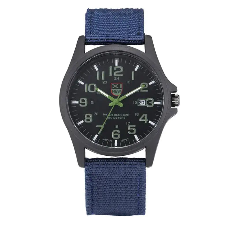 XINEW Mens Nylon Band Quartz Sports Watch With Date Display Casual Everyday Timepiece