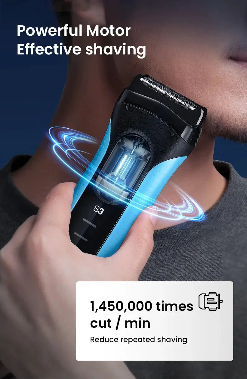 Braun S3 blue electric shaver with trimmer for men
