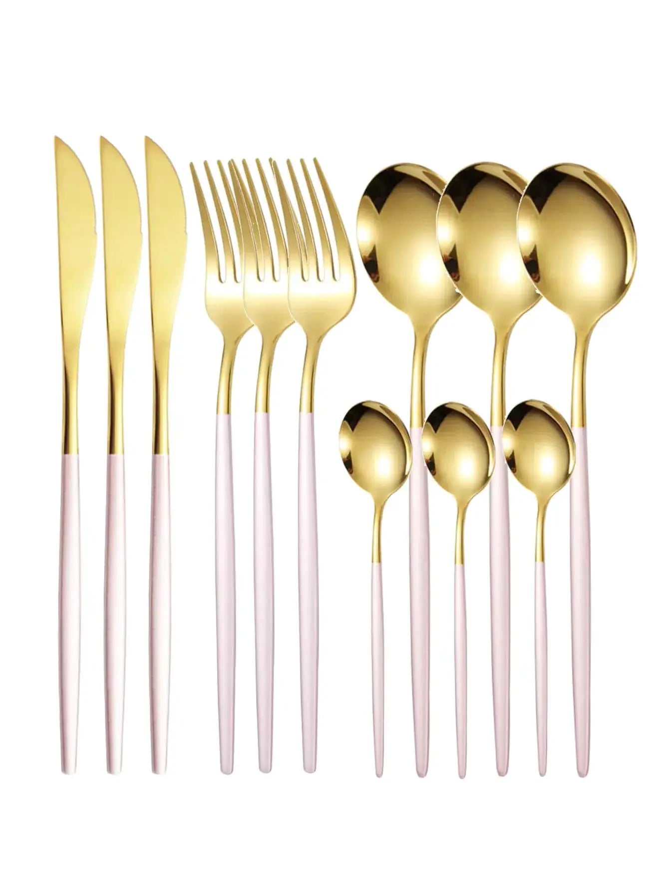 12 Piece Stainless Steel Cutlery Set With Portuguese Design Includes Steak Knives Forks Dessert Spoons Coffee Spoons