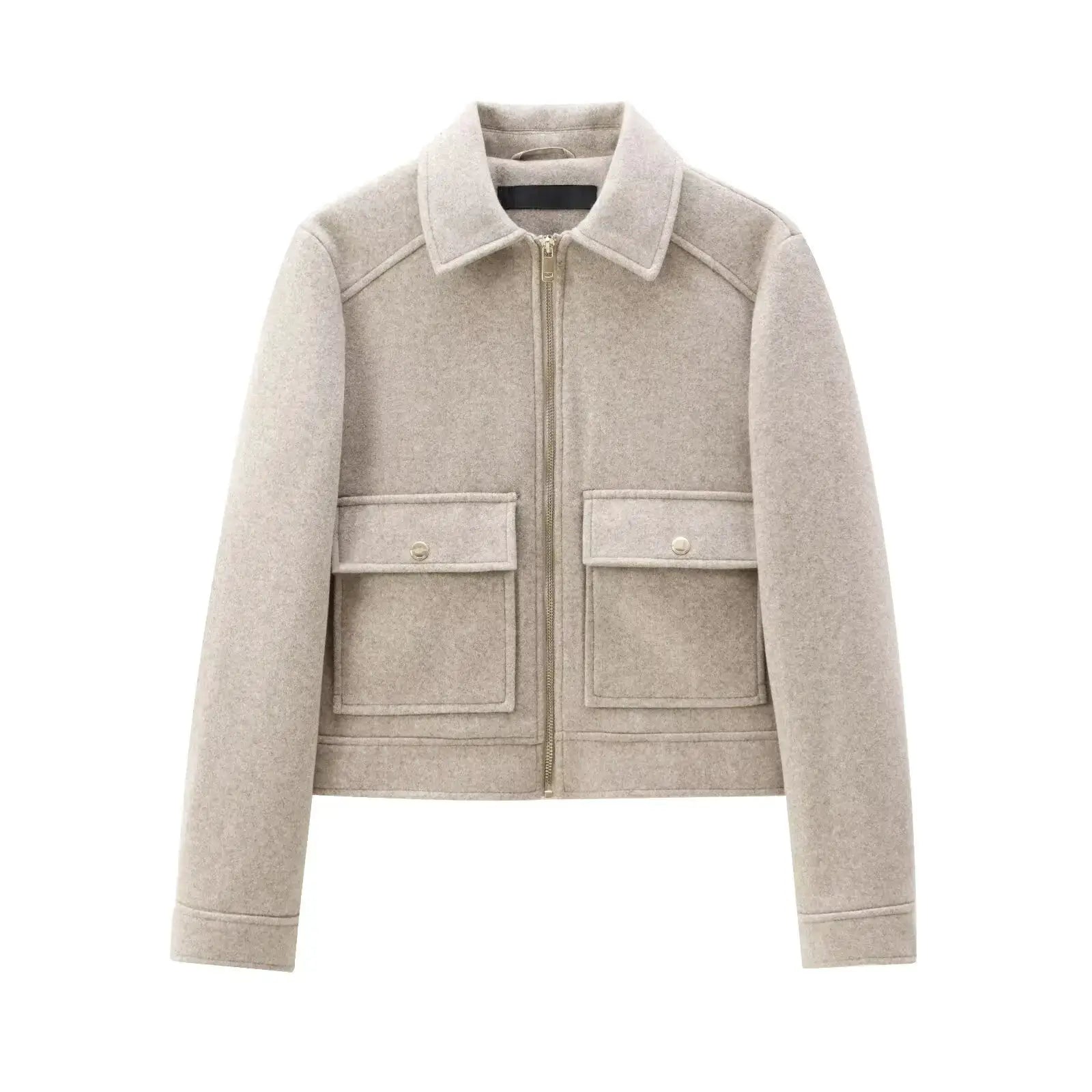 NovaWear Womens Zipper Jacket Coat With Turn Down Collar And Pockets For Elegant Streetwear Outerwear