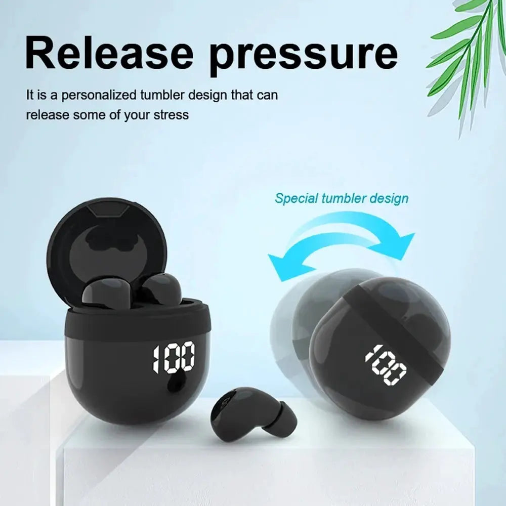 SK18 mini invisible wireless headphones by Simples Market in black charging case