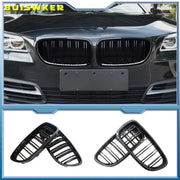 Simples Market gloss black BMW kidney grill pair with dual slats for 5 Series F10/F11/F18 2010-2017