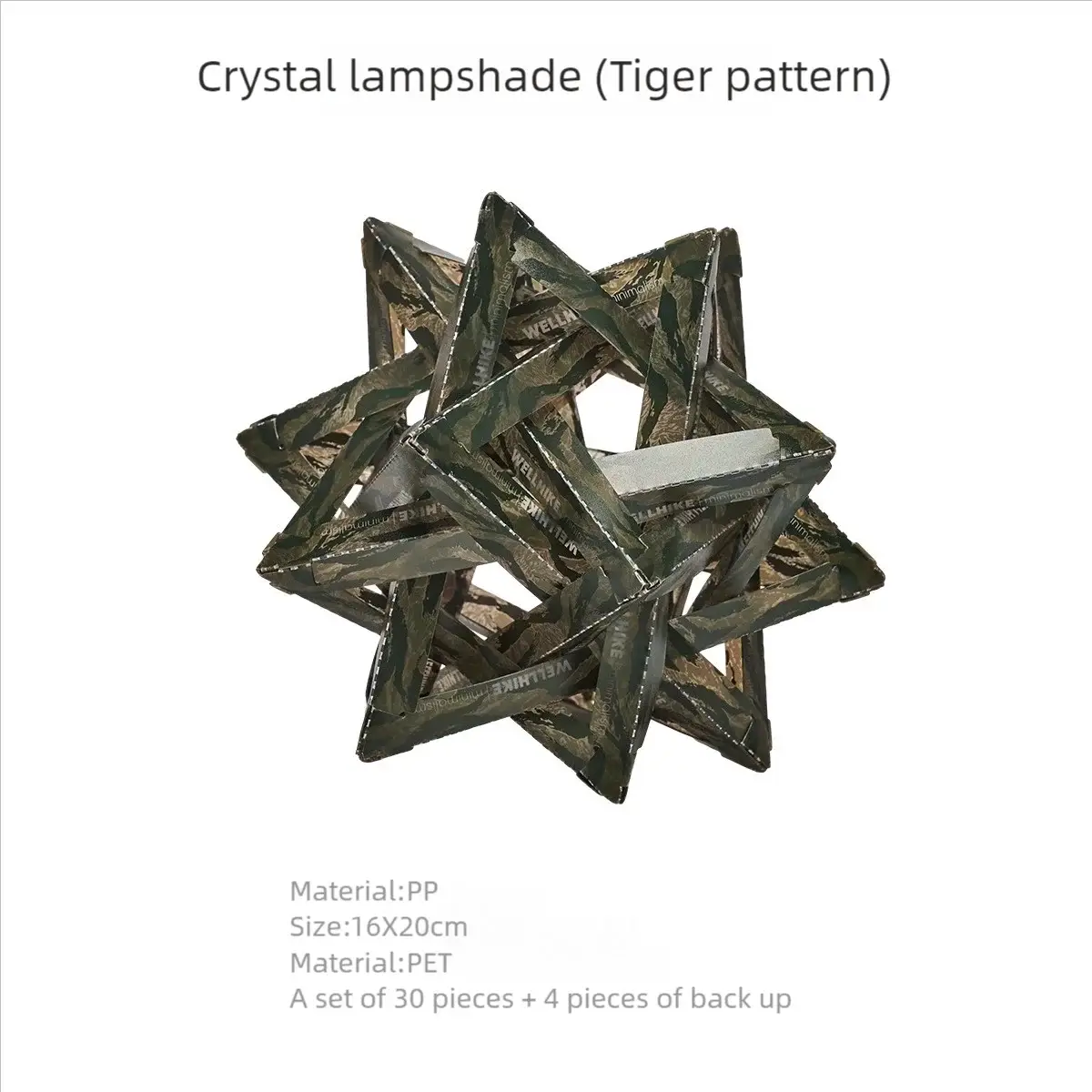 WELLHIKE tiger-pattern camouflage star camping lantern shade for tents, waterproof DIY lampshade by Simples Market
