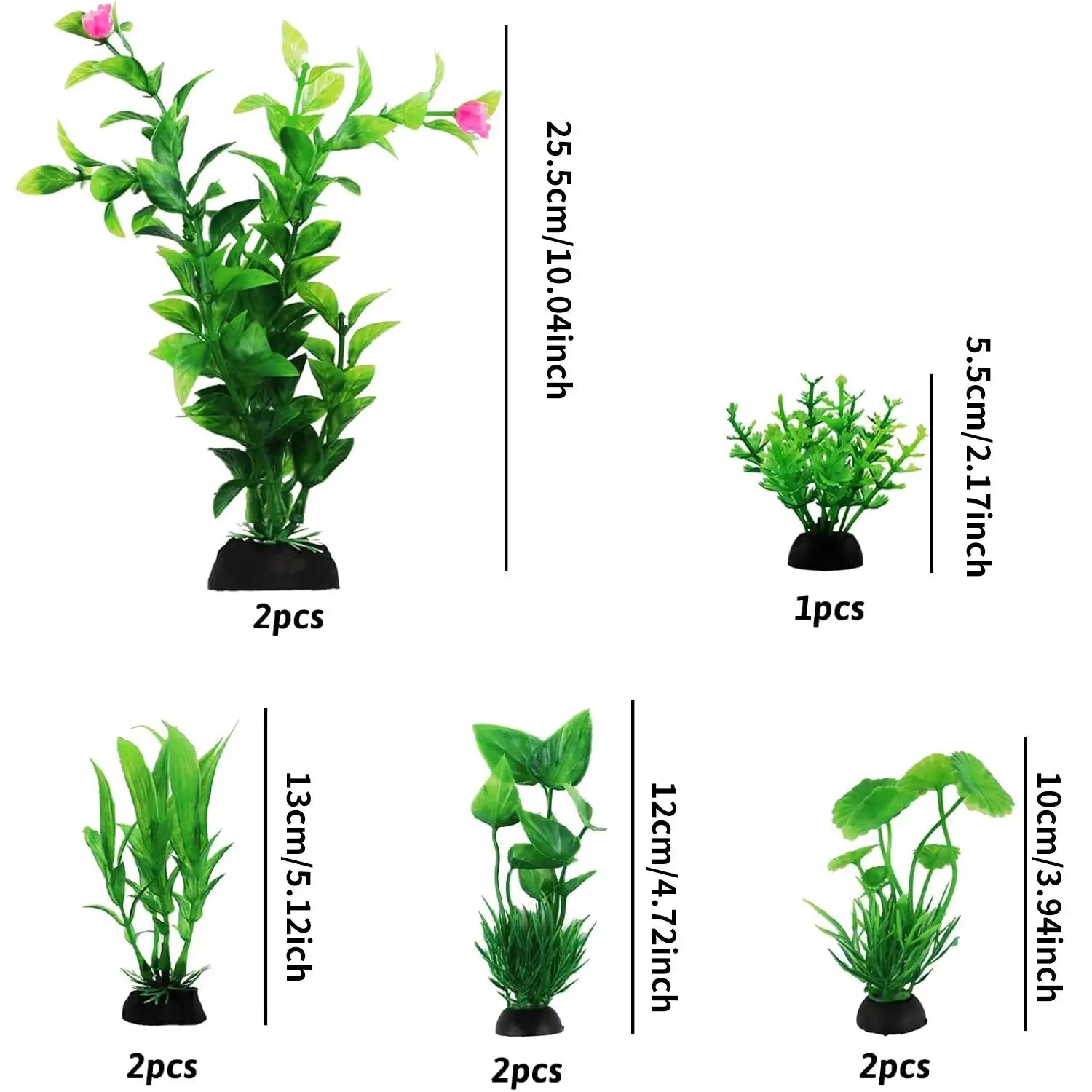 10 Pcs Green Artificial Aquarium Plants For Fish Tank Decor Plastic Safe For Aquariums