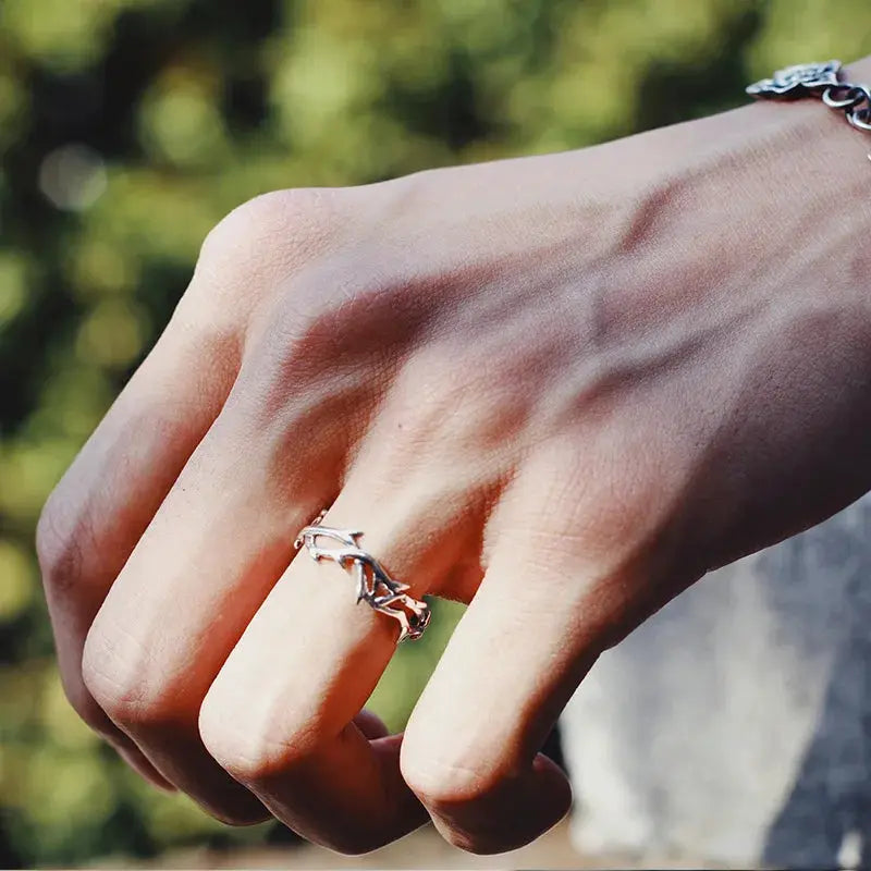Vintage Inspired Style Men's And Women's Rings With Branches And Thorns Silver Plated, Couples Ring Gifts, Personality