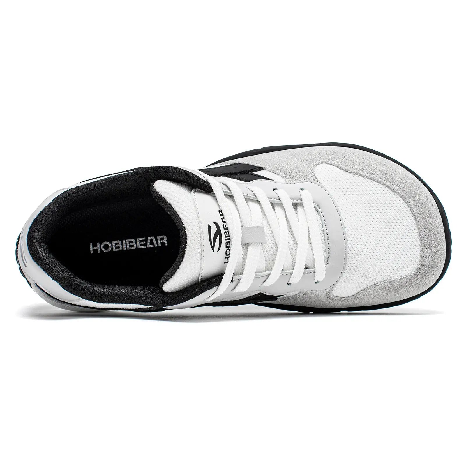 HOBIBEAR unisex wide-width minimalist sneakers, white/gray with black lining, Simples Market
