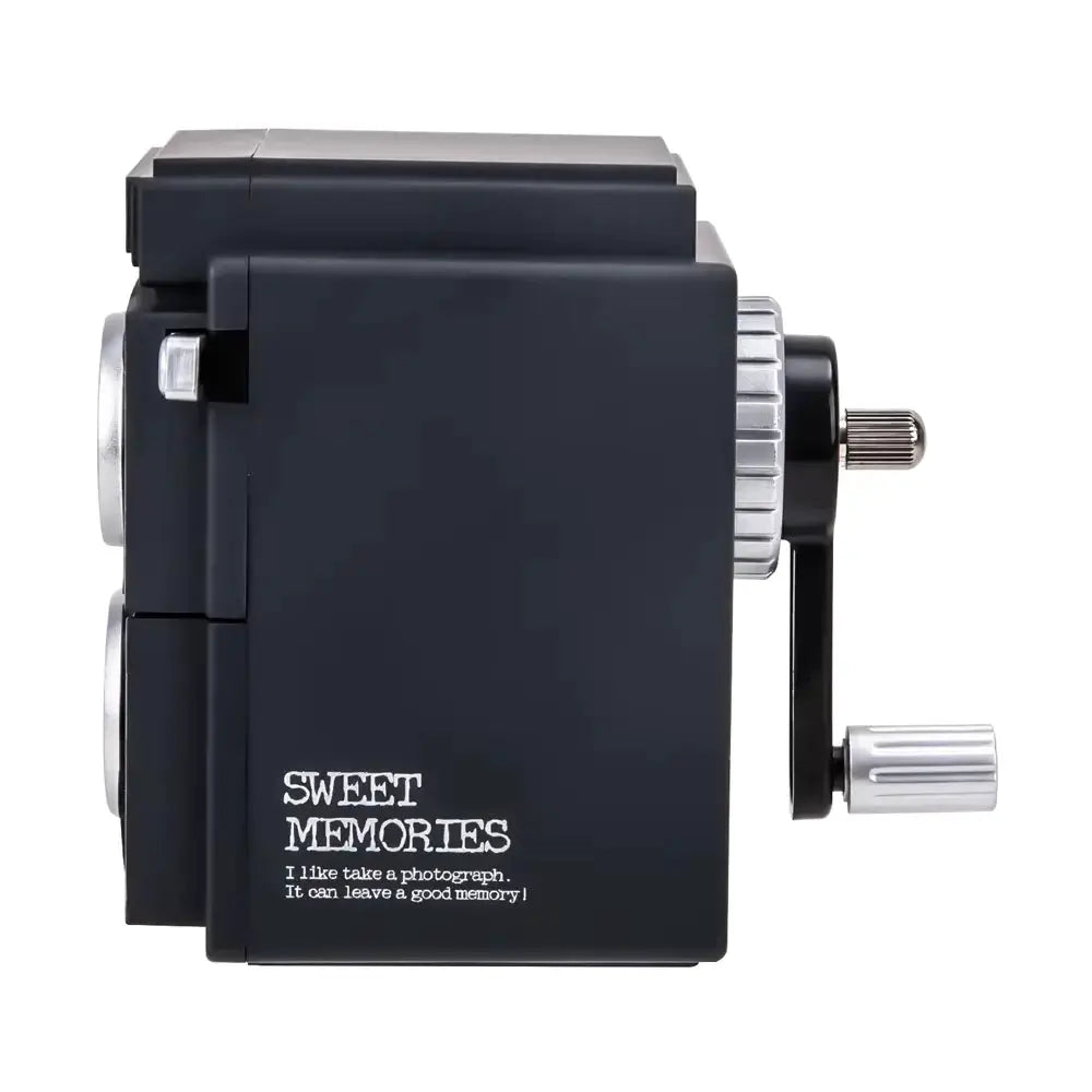 Rotary pencil sharpener jumbo, dark gray plastic with silver adjustment wheel and side knob