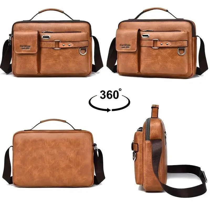 UrbanTrail Retro Messenger Bag Waterproof PU Design Large Capacity Laptop Briefcase for Men