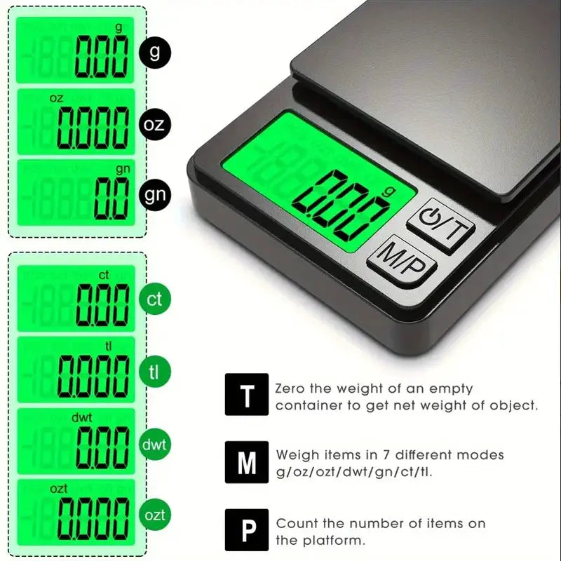 ZenPro Precision Pocket Scale 1000g Capacity 0.1g Increments With Backlit LCD For Travel Jewelry Food