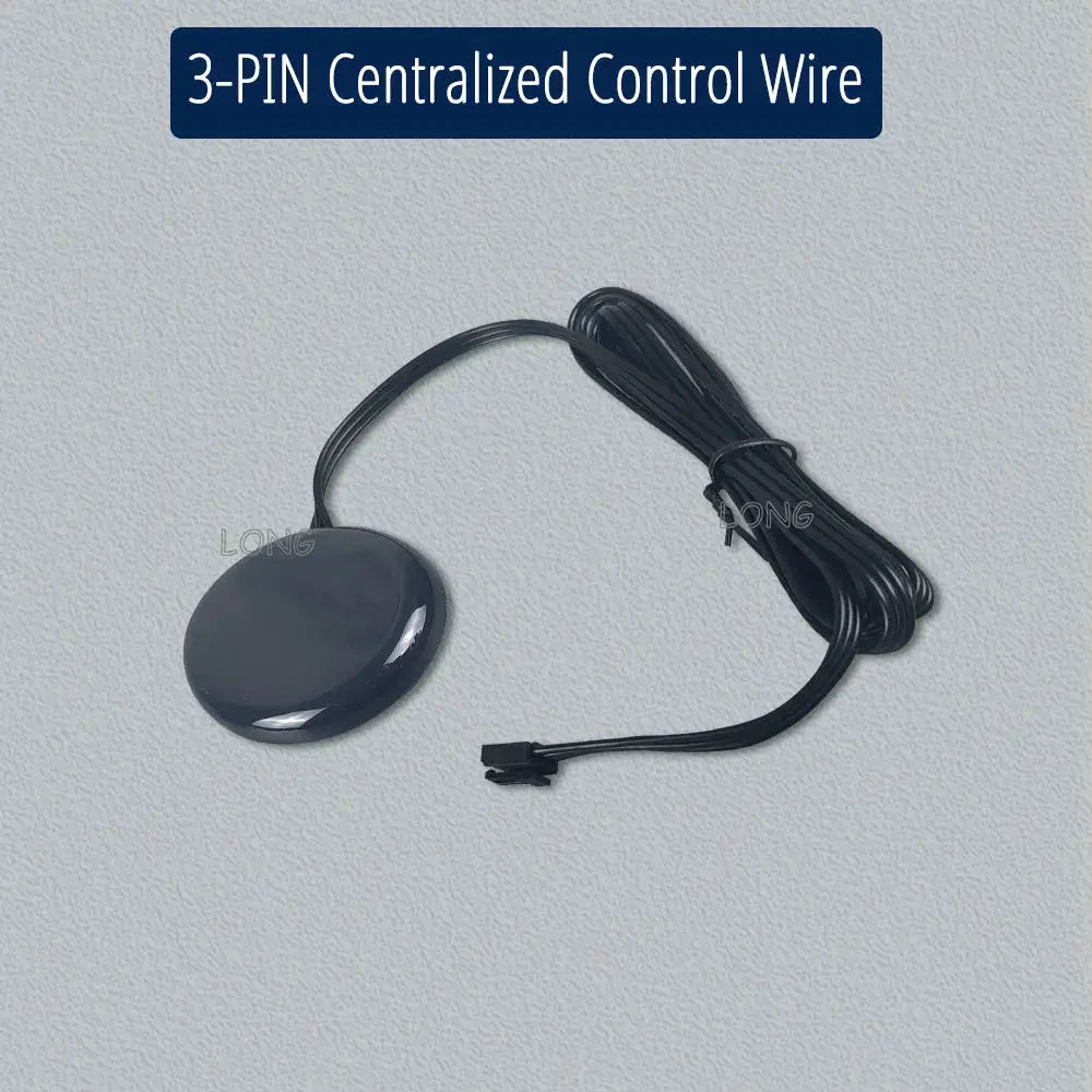 Touch dimming switch disc by Simples Market, black round control with long cable and 3-pin connector