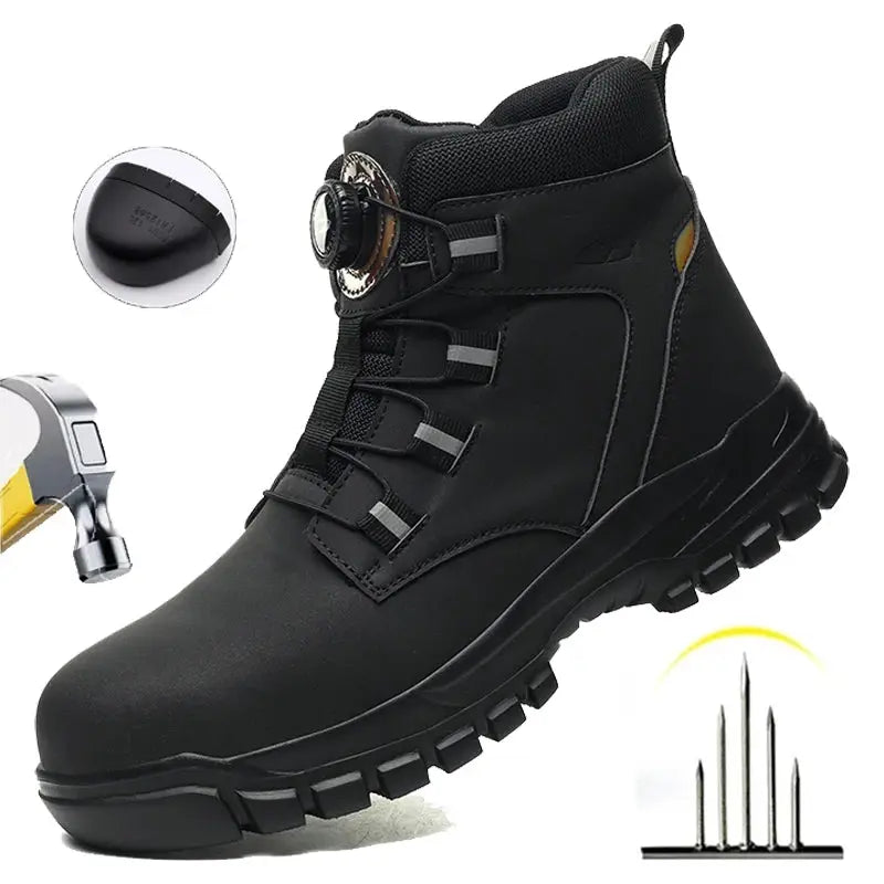 FortisGuard Waterproof Steel Toe Safety Boots For Men Anti Smash And Stab Resistant Work Footwear