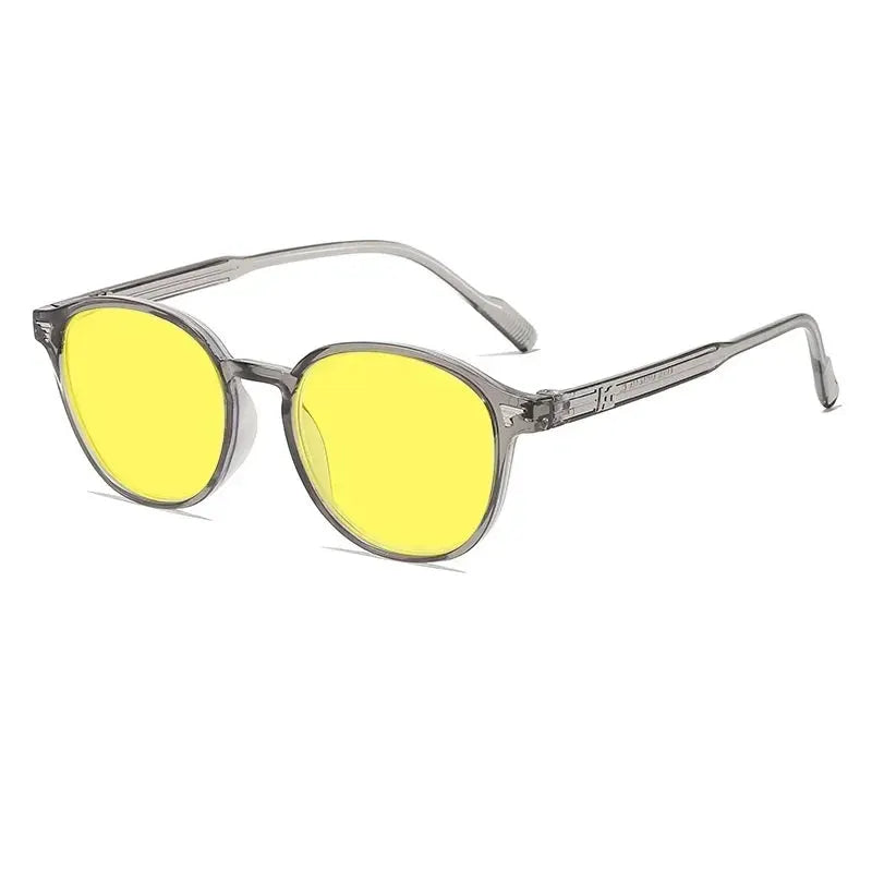 BlueGuard Ultralight Round Frame Yellow Lens Glasses For Night Driving Blue Light Blocking For Men And Women