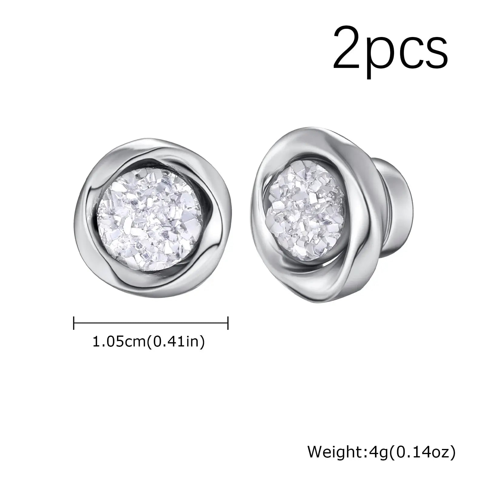Punk round zircon magnetic stainless steel ear studs, 2pcs, non-piercing small earrings