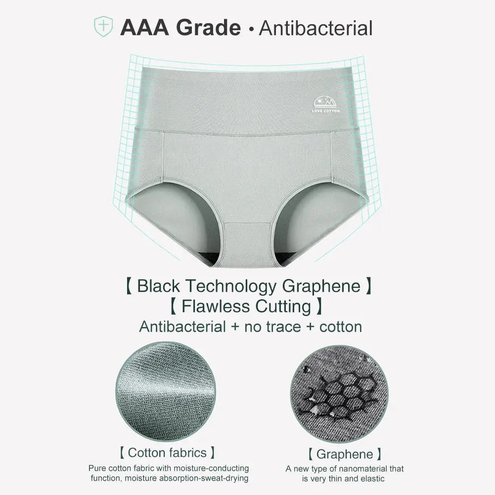 Simples Market 5-pack women's cotton high-waisted underwear with tummy control, butt lift, graphene antibacterial.