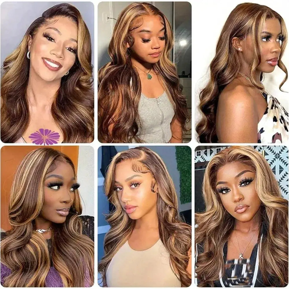 CYPHA 30 Inch Honey Blonde Ombre Lace Front Wig Human Hair 13x4 HD Lace Front Glueless Body Wave