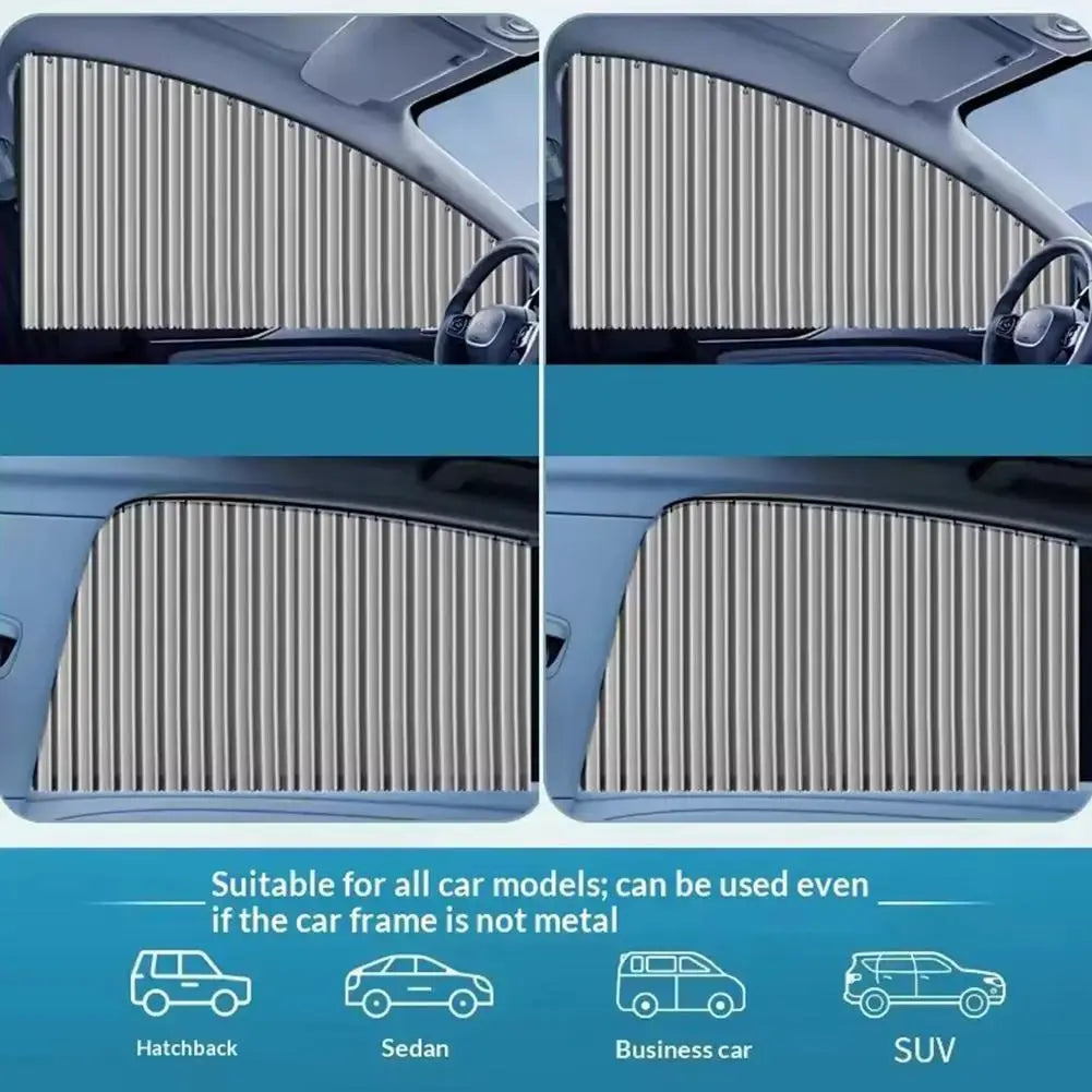 2/4-pcs car side window sun shade, automatic telescopic, foldable heat shield, UV-blocking privacy for sedan and SUV