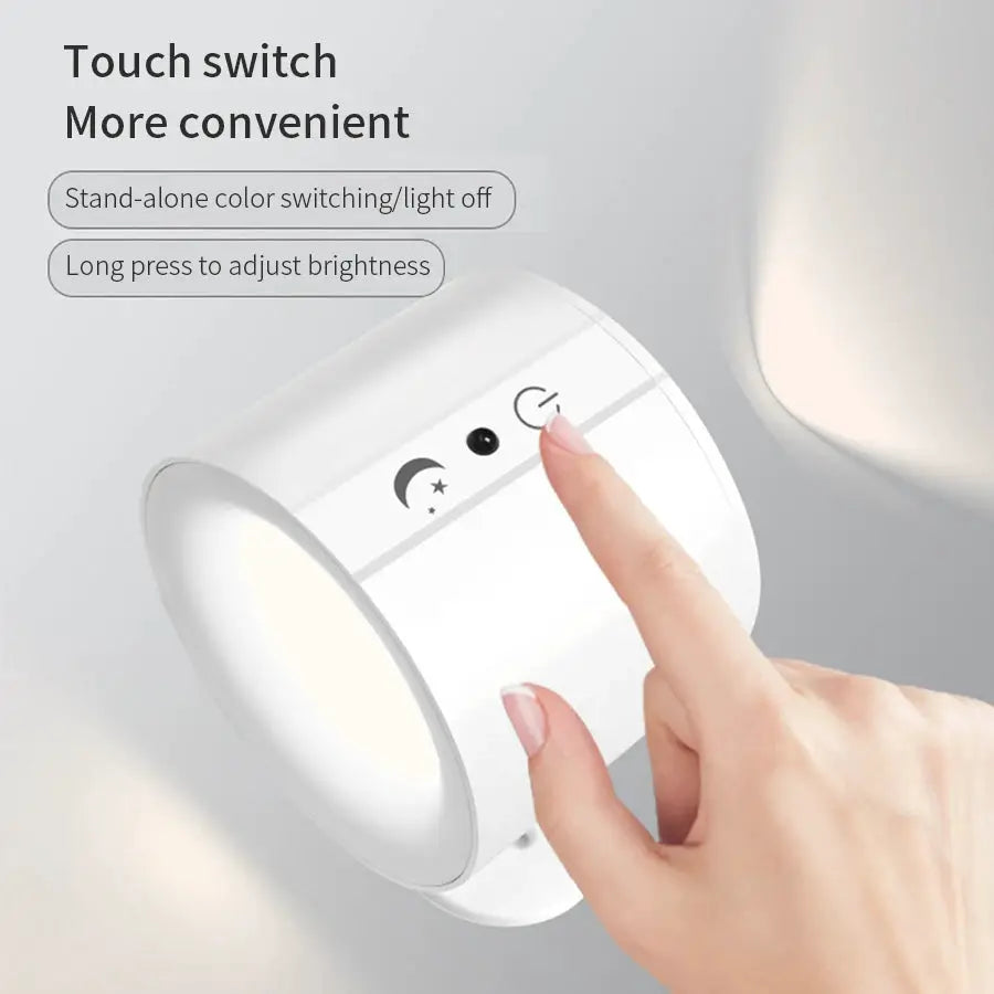 LED wall sconces by Simples Market, white double-head lamp with touch control, 360° rotatable, 3 color options