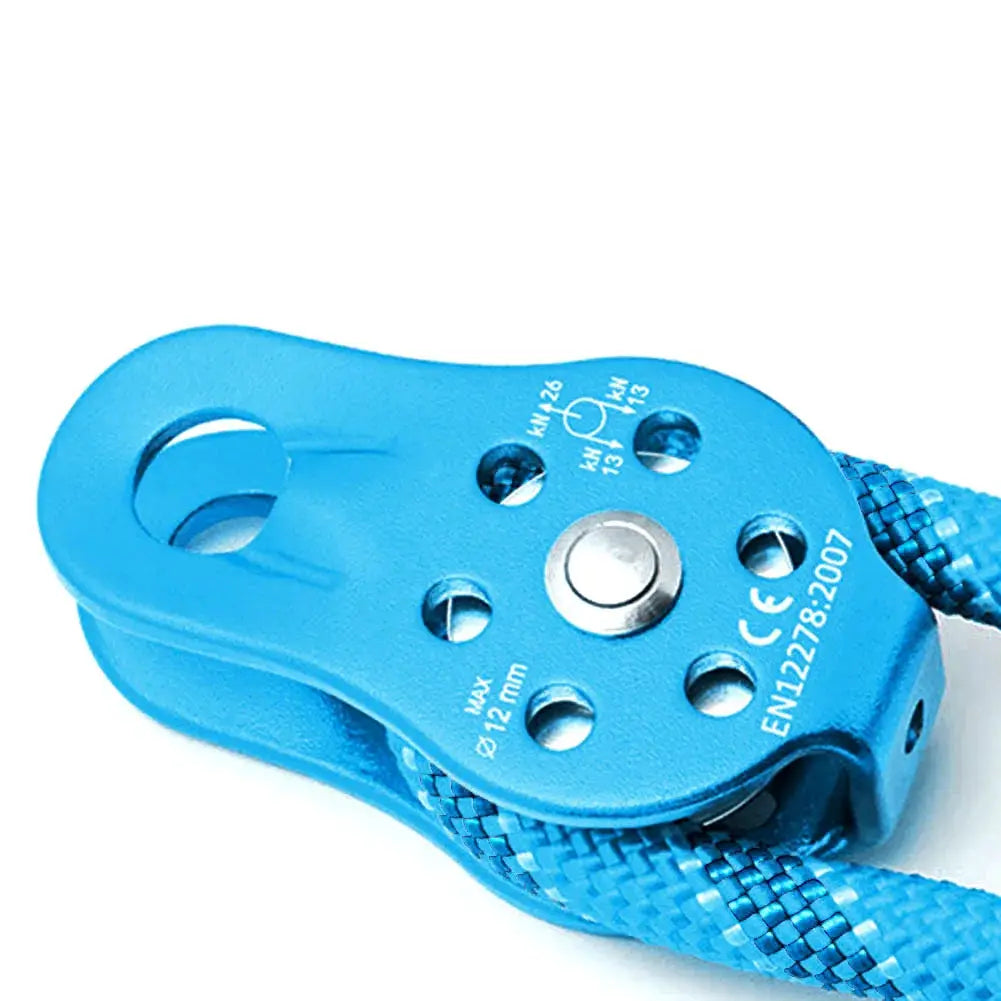 Single swivel rope pulley block by Simples Market, blue aluminium alloy, 26KN for 12mm rope.