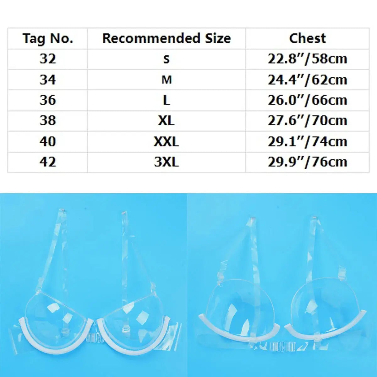 Womens wetlook patent leather bra top by Simples Market, clear with white trim; 2-pack display.