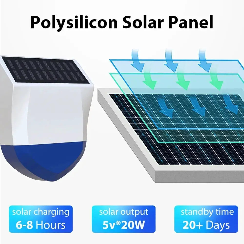 Outdoor solar siren alarm by Simples Market, Tuya Smart Zigbee/WiFi, waterproof