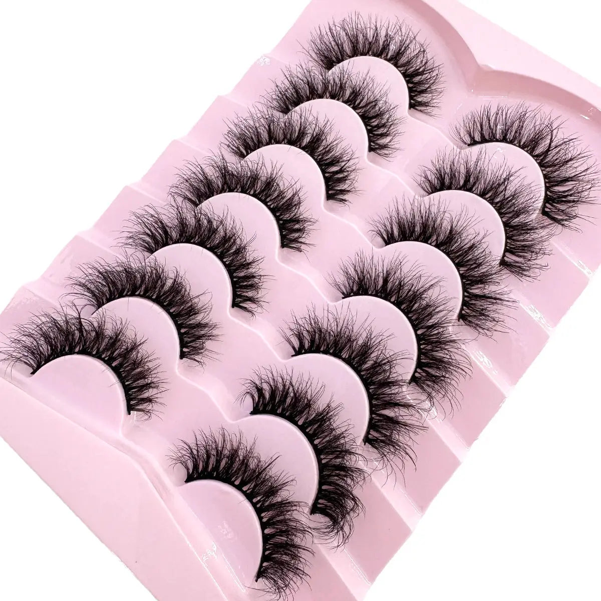 HBZGTLAD 7 Pair Faux Mink Lashes Fluffy Natural Look False Eyelashes Volume Wispy Crossed Thick Fox Eye Cat Eye