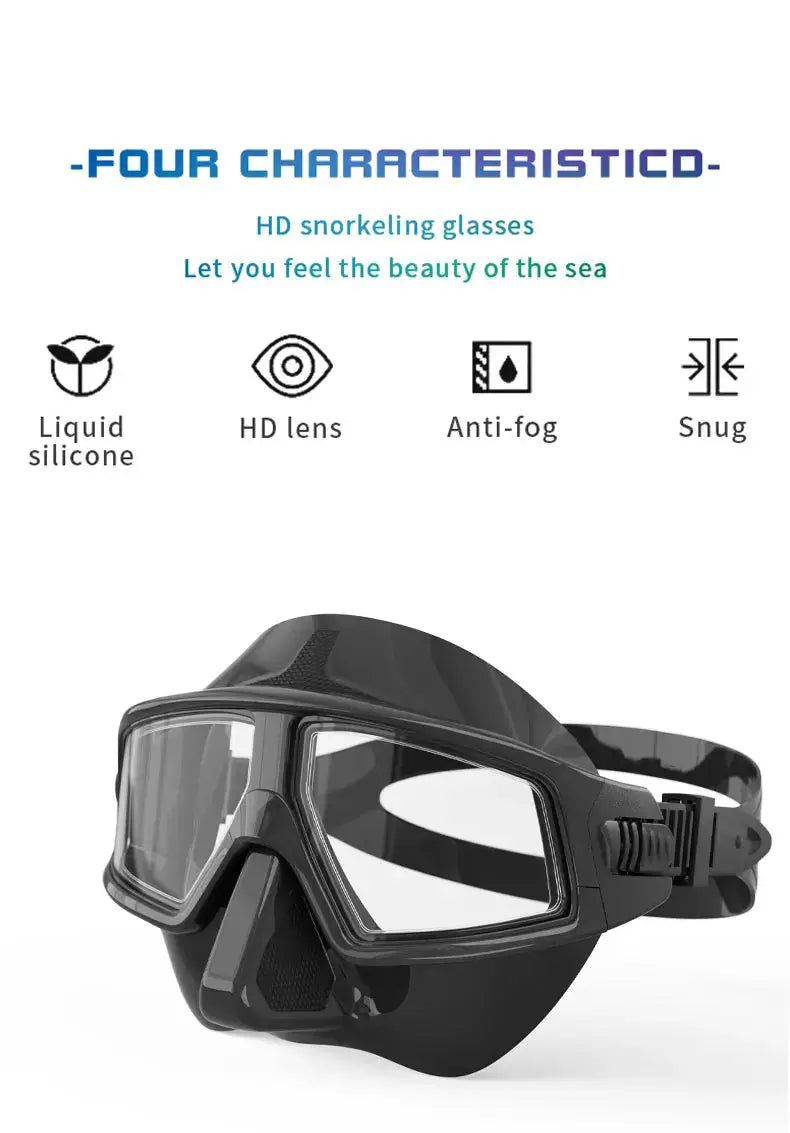 Professional Adult Scuba Diving Mask Set With HD Anti Fog Lens UV Protection Adjustable Snorkeling Goggles For Divers