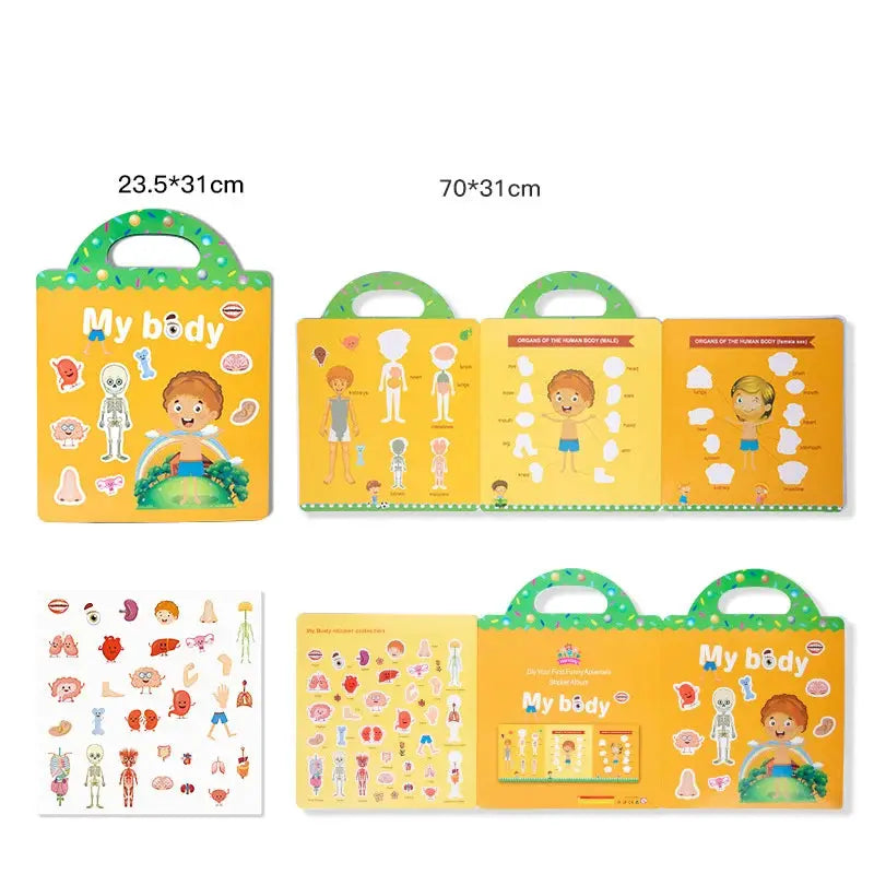 Reusable Cartoon Sticker Book for Kids DIY Puzzle Game Educational Learning Toy Ages 2 to 4 Gifts