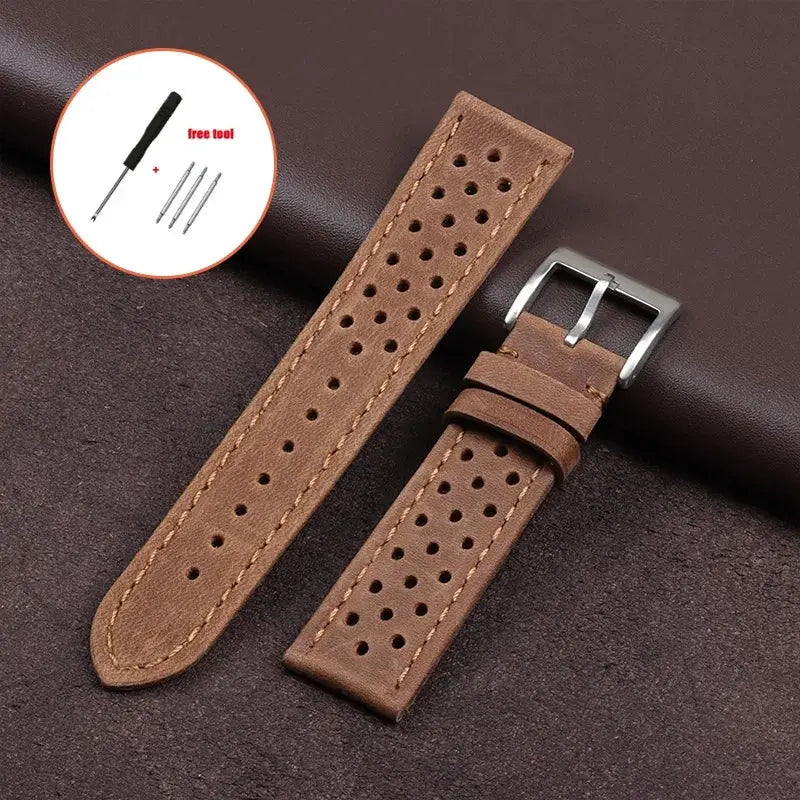 EraCraft Vintage Genuine Leather Watch Strap 18mm 20mm 22mm Universal Fit Breathable Cowhide Comfort