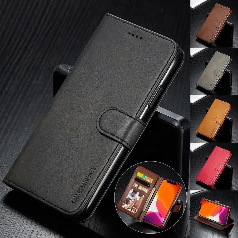LuxWallet Leather Wallet Case For IPhone All Models With Card Slot Flip Cover And TPU Inner Protection