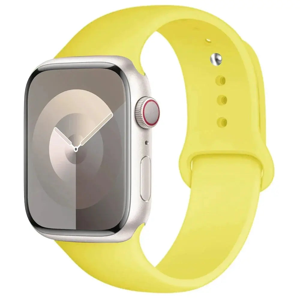 Silicone Apple Watch band in yellow; sport strap for 38–49mm watches (Series 3–9, Ultra)