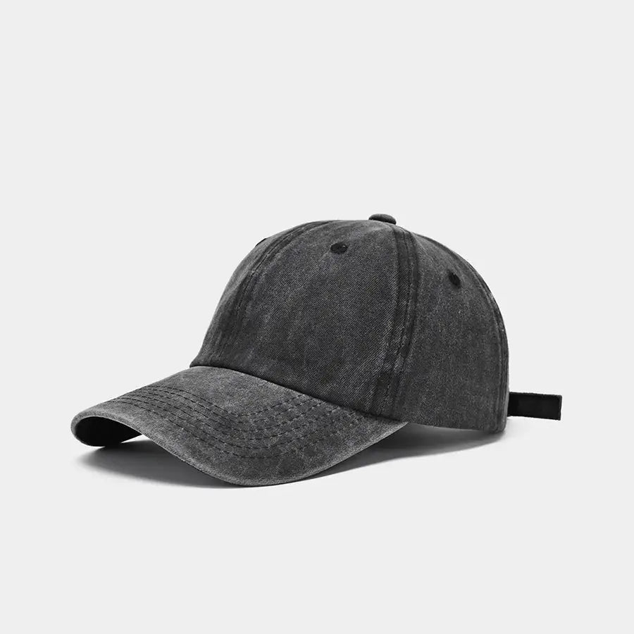 Sunscreen Water Washed Mens Baseball Cap Retro Distressed Duck Tongue Hat For Big Heads