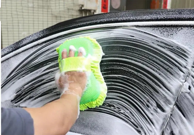 AutoGlow Microfiber Car Washer Sponge Ergonomic Glove Design For Scratch Free Detailing