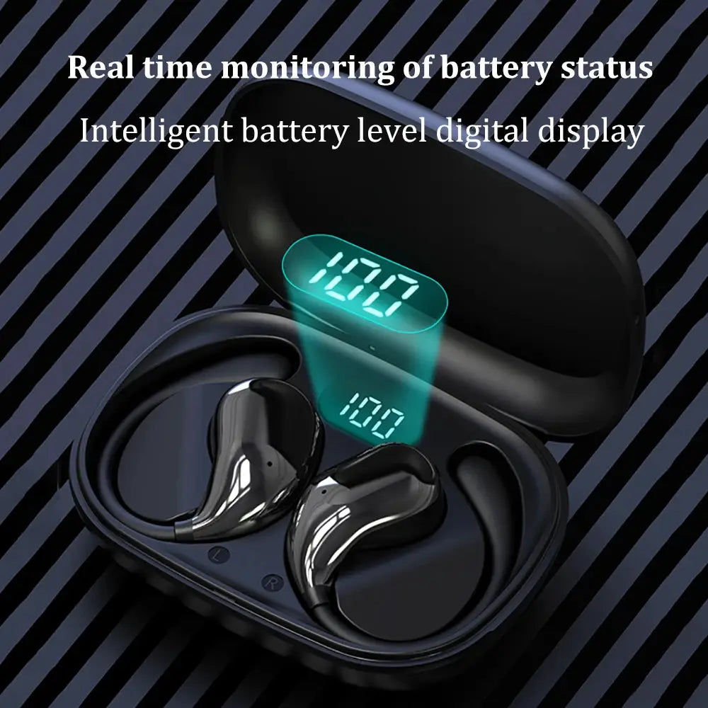 NovaTech Bluetooth 5.4 Ear Hook TWS Wireless Earphones HiFi Stereo Waterproof With LED Display And Long Standby